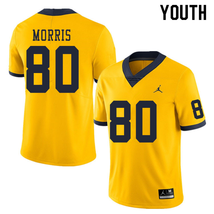 Youth #80 Mike Morris Michigan Wolverines College Football Jerseys Sale-Yellow